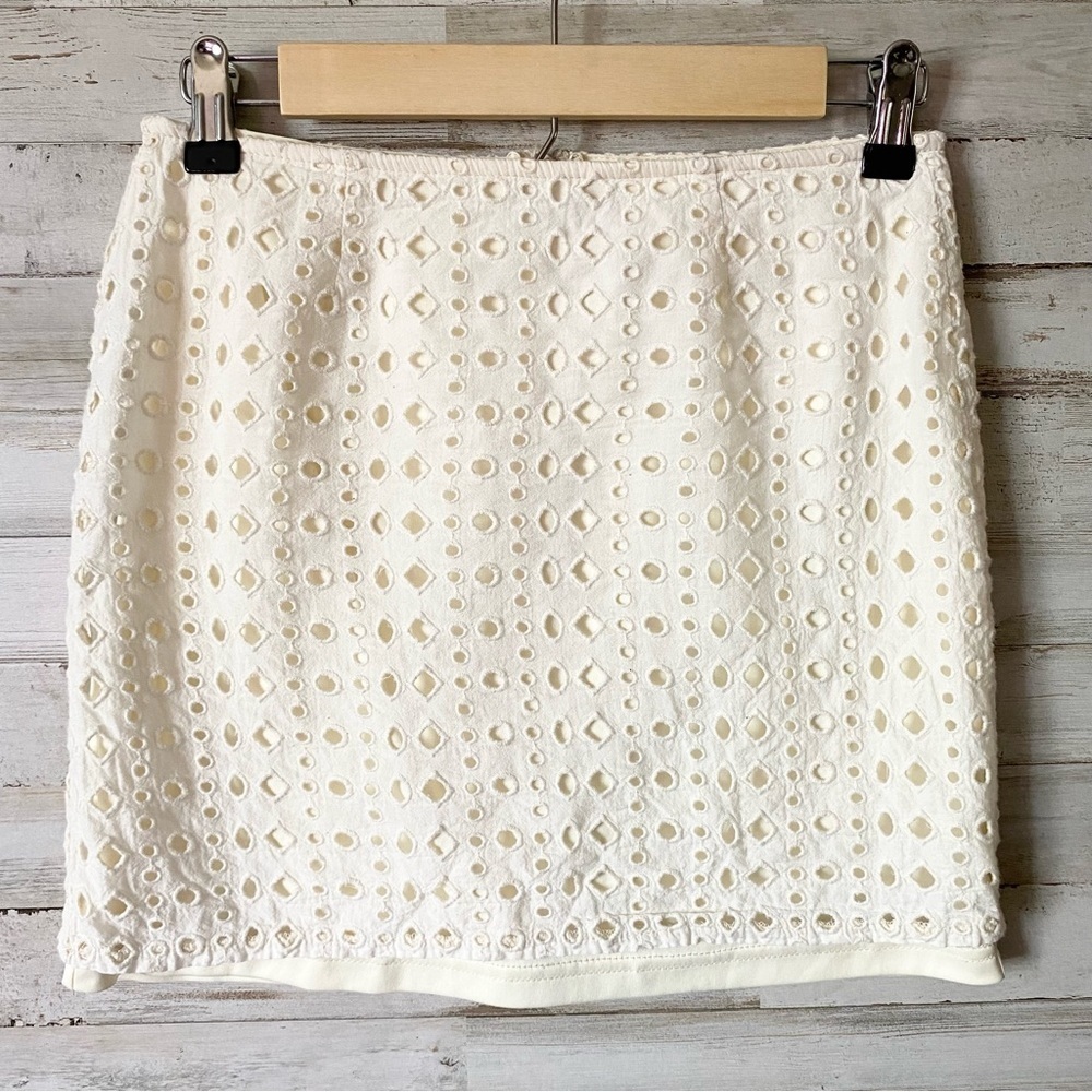 Alya Ivory Eyelet Mini Skirt Small